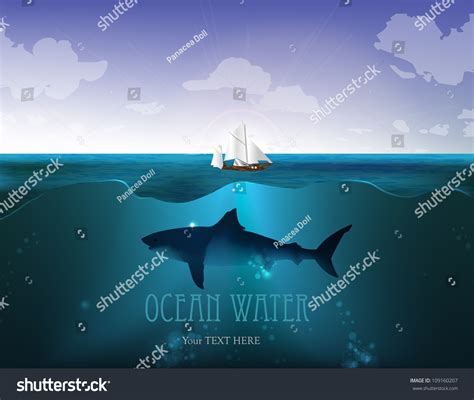 Shark Under Water Boat Stock Vector (Royalty Free) 109160207 | Shutterstock