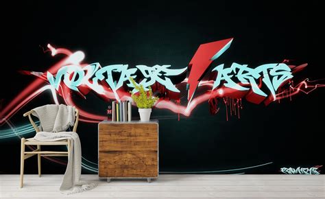 3D Abstract Red Blue Letter Graffiti Art Wall Mural Wallpaper ZY D81 – Jessartdecoration