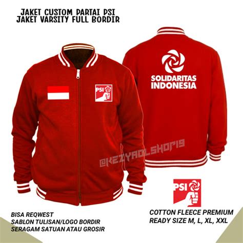 Jual Jaket BORDIR Varsity Ziper Logo Partai PSI Terbaru - Jaket Partai ...