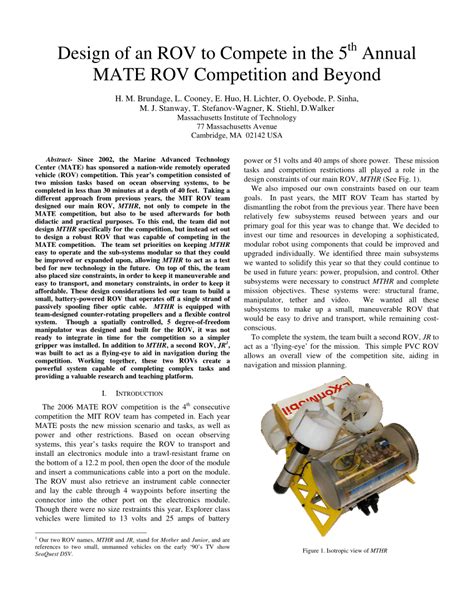 (PDF) Design of an ROV to compete in the 5th annual MATE ROV ...