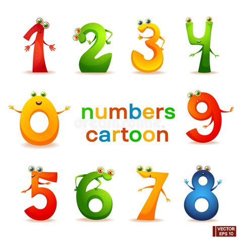 Cartoon Numbers Characters stock vector. Illustration of happy - 26431840