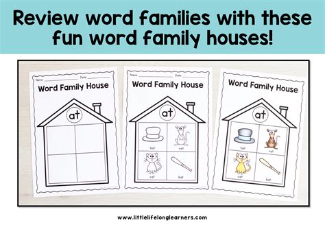 Printable Word Family Houses - Booklet or Poster - Little Lifelong Learners