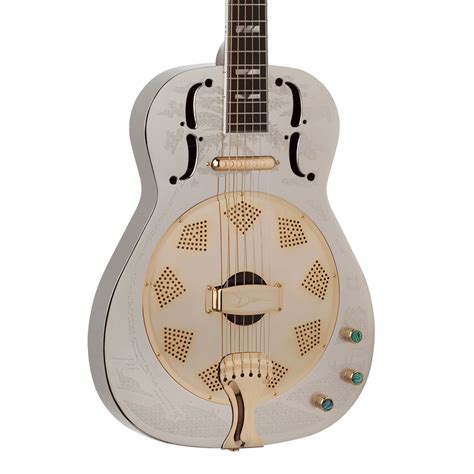 Dean Resonator Thin Body Electric Resonator Guitar, Chrome/Gold at ...