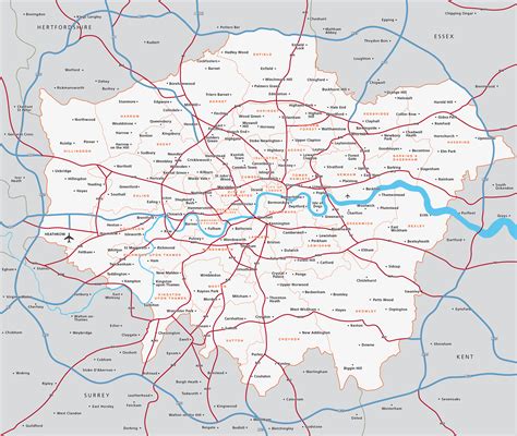 Map of Greater London districts and boroughs - Maproom