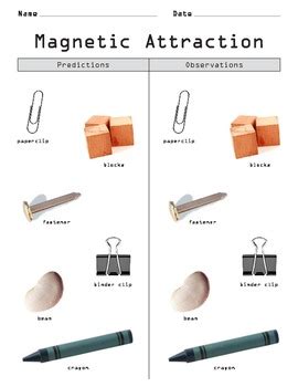 Magnetic Attraction Experiment: Predictions and Observations by Mrs Suson