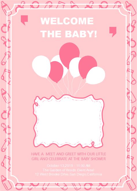 Birthday Invitation Template Baby Girl - Cards Design Templates