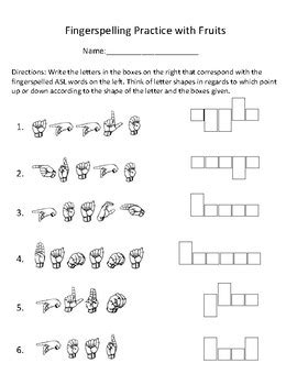 ASL Fingerspelling Practice with Fruits and Vegetables by Jessica Coy