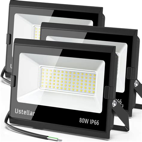 Ustellar 3 Pack 80W Led Flood Lights Outdoor Bright 24000LM Security ...