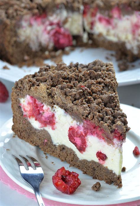 Chocolate Raspberry Cheesecake Crumb Cake - OMG Chocolate Desserts