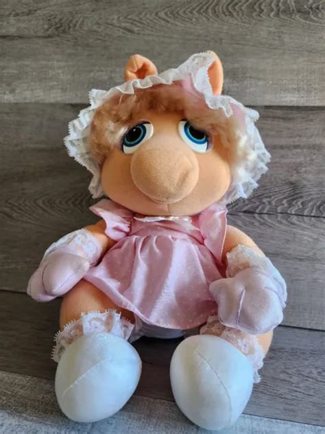 VINTAGE HASBRO SOFTIES Baby Miss Piggy Plush Jim Henson Pink Polka Dot ...