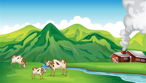 A farm house and cows 414510 Vector Art at Vecteezy