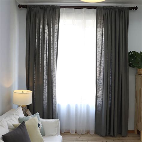 Gray Cotton Linen Curtains for Bedroom 1 Set of 2 Panels – Anady Top