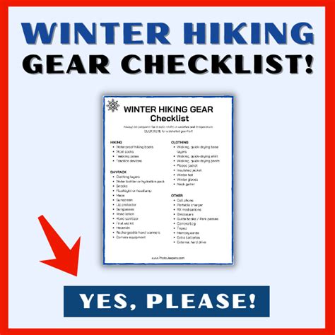 Winter Hiking Gear List + Free Printable - PhotoJeepers