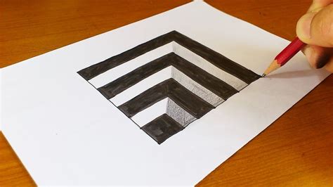 Very Easy!! How To Draw 3D Hole for Kids - Anamorphic Illusion - 3D Tric... | Optical illusions ...