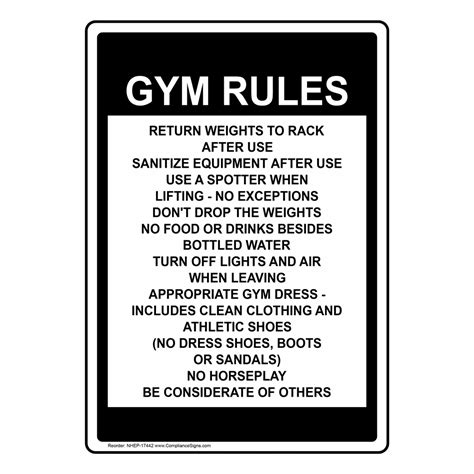 Gym Rules Sign NHE-17442 Sports / Fitness