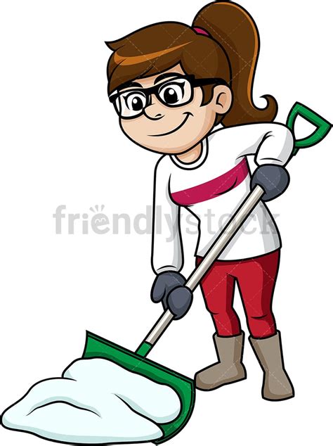 Woman Shoveling Snow Cartoon Clipart Vector - FriendlyStock