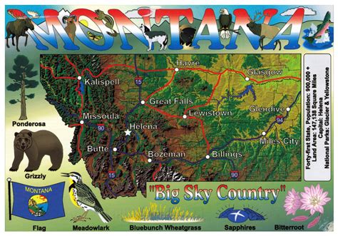 Large tourist map of Montana state. Montana state large tourist map ...