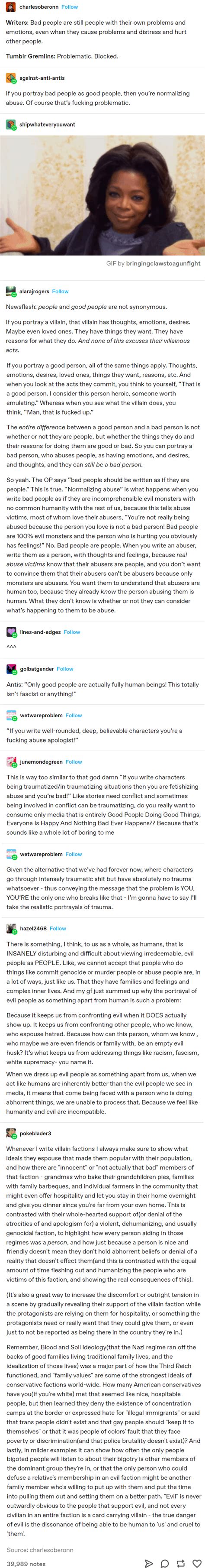 On writing evil people as actual people : r/tumblr