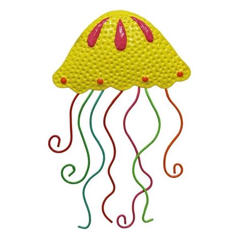 Sunny Yellow Jellyfish Sea Creature 13 Inch Haitian Metal Art Wall ...