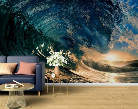 The Perfect Wave Mural Ocean 3D Wallpaper – Home Decoram