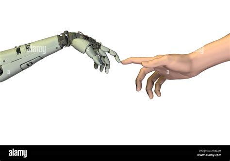 robot hand with human Stock Photo - Alamy