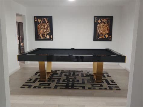 Classy and Elegant Manetho Pool Table- Piano black & brushed gold ...