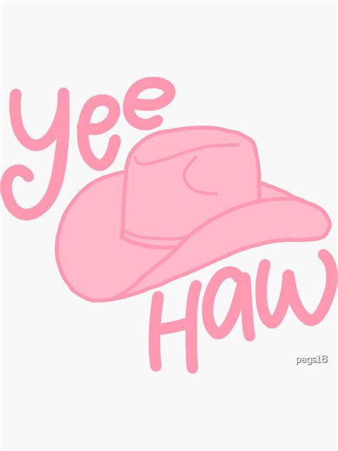 "Pink Yeehaw Cowboy Hat (custom for katie)" Sticker by pags18 | Redbubble