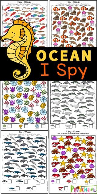 🦞 FREE Ocean Animals I Spy Printable Worksheets