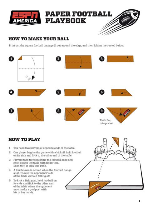 Paper+football | Paper Football Playbook Guidelines & Rules | Football crafts, School age ...