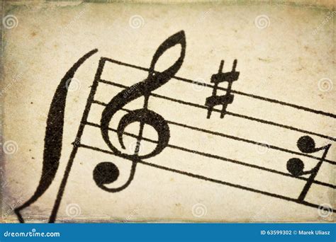 Treble Clef on Vintage Music Sheet Stock Photo - Image of grunge, sheet ...