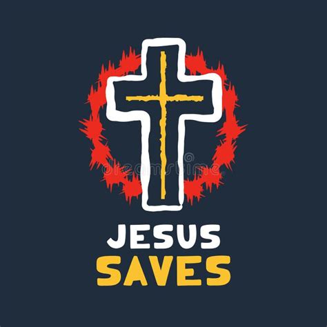 Jesus Saves Religious Lettering Brush Illustration Art Design for Christian Bible Church T-shirt ...