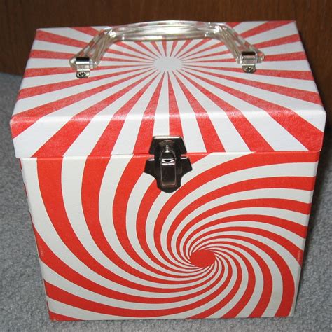 Vintage 45 rpm Record Storage Box Psychedelic Swirl Pinwheel