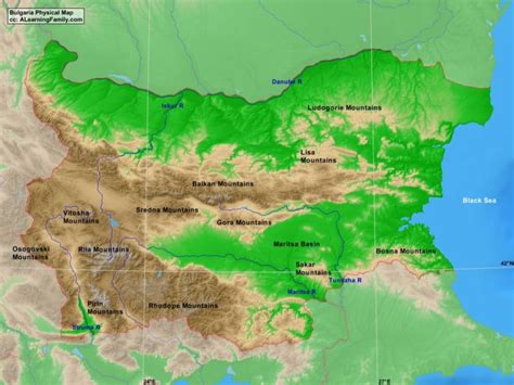 Bulgaria Physical Map - A Learning Family