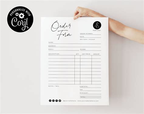 Small Business Order Form Template Instant Download Using - Etsy