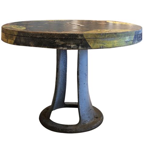 Round Industrial Dining Table at 1stdibs