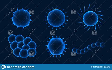 Set of 6 Different Shapes Virus or Bacteria Background Stock Vector - Illustration of cure ...