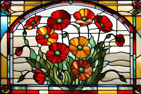 Poppy Bouquet Stained Glass Free Stock Photo - Public Domain Pictures