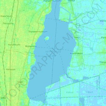 Vembanad Lake topographic map, elevation, terrain