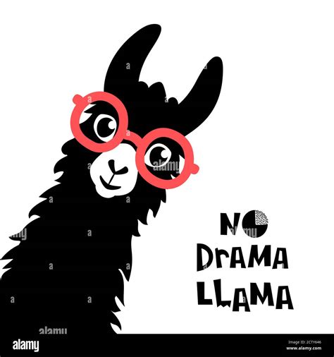 Cute cartoon llama design with No drama llama motivational quote. Vector illustration Stock ...