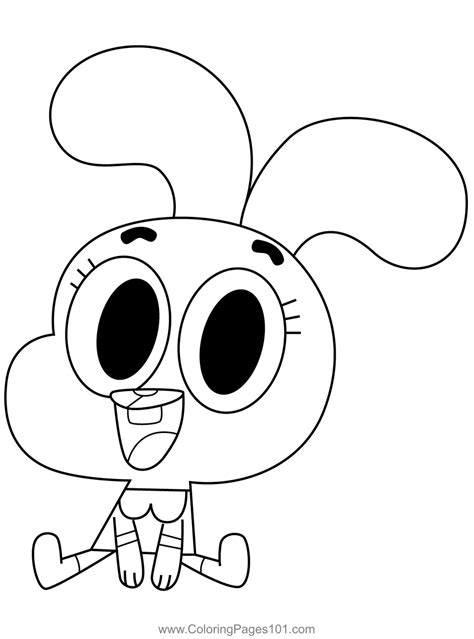 Anais Watterson Sitting Gumball Coloring Page for Kids - Free The ...