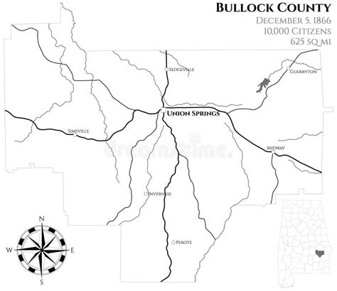 Map of Bullock County in Alabama Stock Vector - Illustration of bullock, gray: 140459632