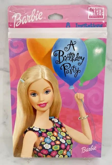 VINTAGE BARBIE A Birthday Party Invitations Set of 8 from year 2000 $12.00 - PicClick