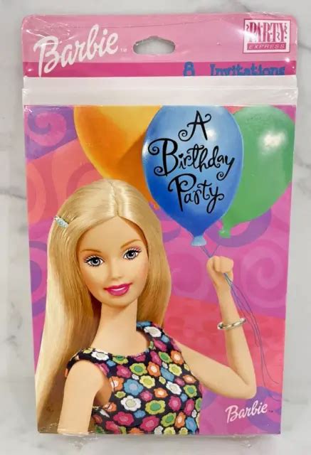 VINTAGE BARBIE A Birthday Party Invitations Set of 8 from year 2000 $12 ...