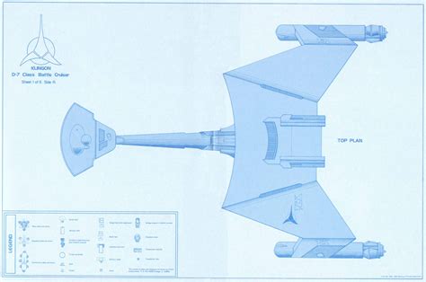 Star Trek Blueprints: Klingon D7 Class Battle Cruiser 15mm FASA Deck Plans