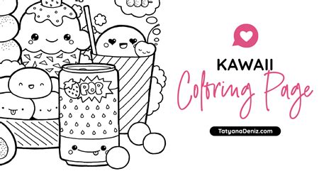 Free coloring page with kawaii food doodle (Printable PDF)