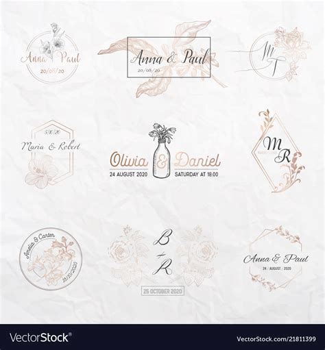 Wedding monogram collection invitation cards Vector Image