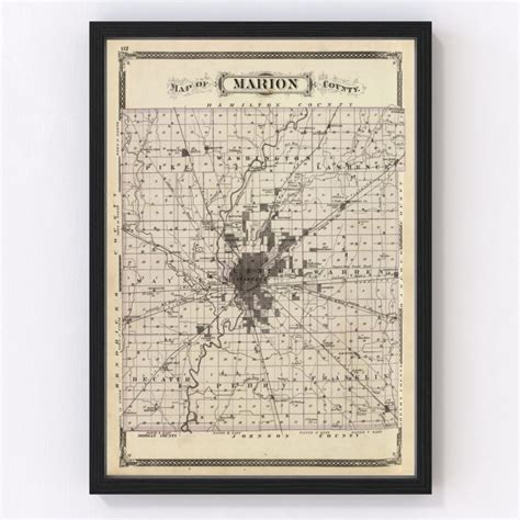 Vintage Map of Marion County, Indiana 1876 by Ted's Vintage Art