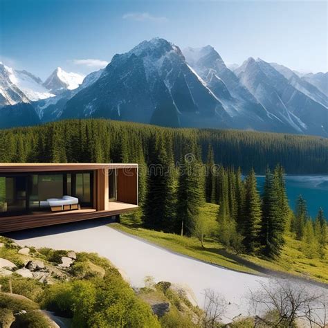 Minimalist Modern House with Big Windows with a Mountains View and ...