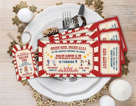 Carnival Ticket Birthday Invitation, Circus Party, Circus Invitation ...