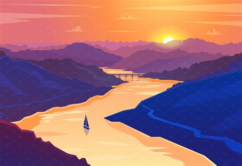 Sunset landscape. Vector – MasterBundles